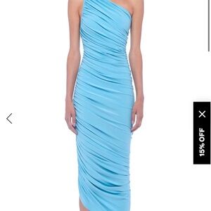 Norma Kamali One-Shoulder Sky Blue Dress